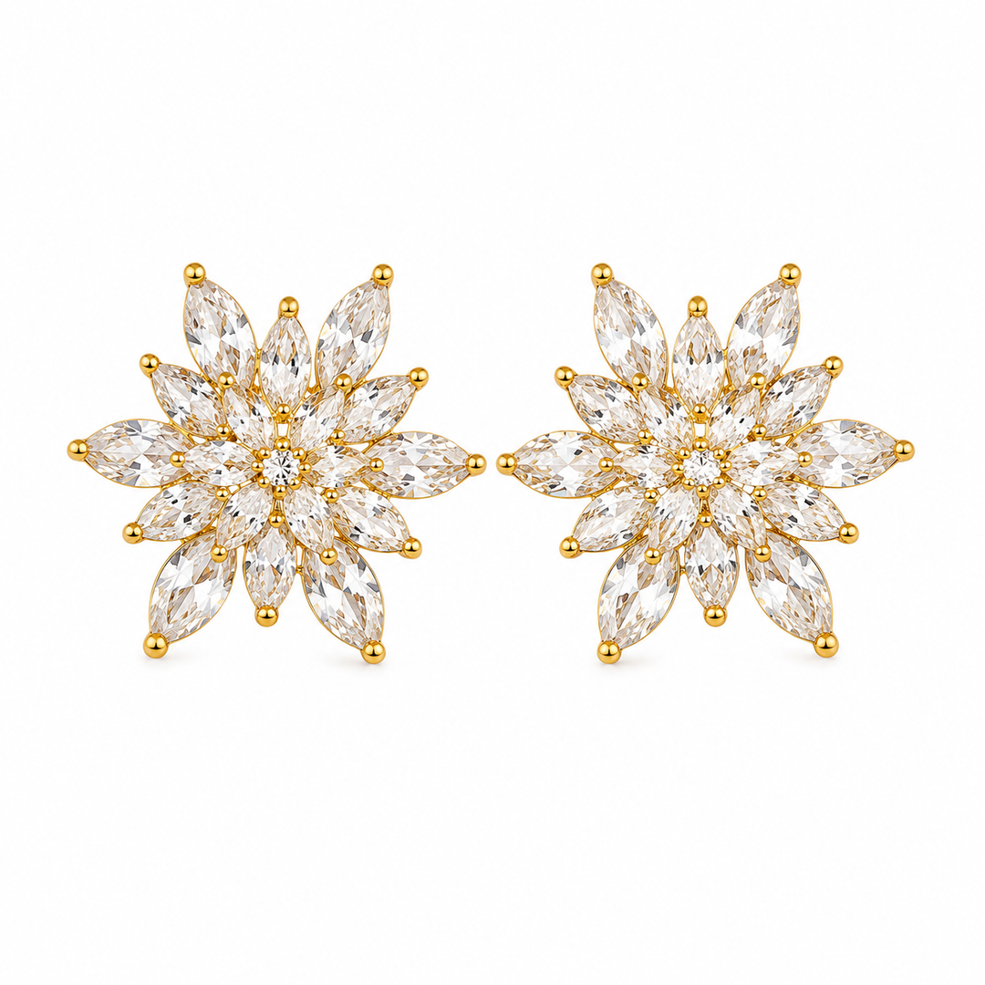 Aurelle Crystal Petal Stud Earrings