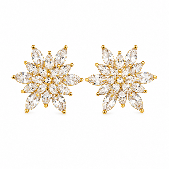 Aurelle Crystal Petal Stud Earrings