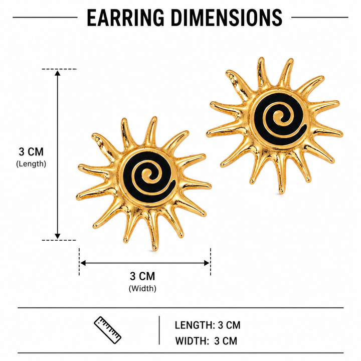 Solstice Spiral Sun Stud Earrings