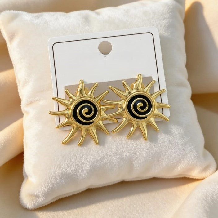 Solstice Spiral Sun Stud Earrings