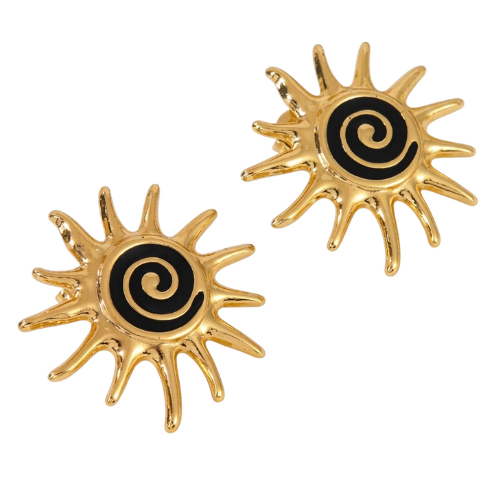 Solstice Spiral Sun Stud Earrings