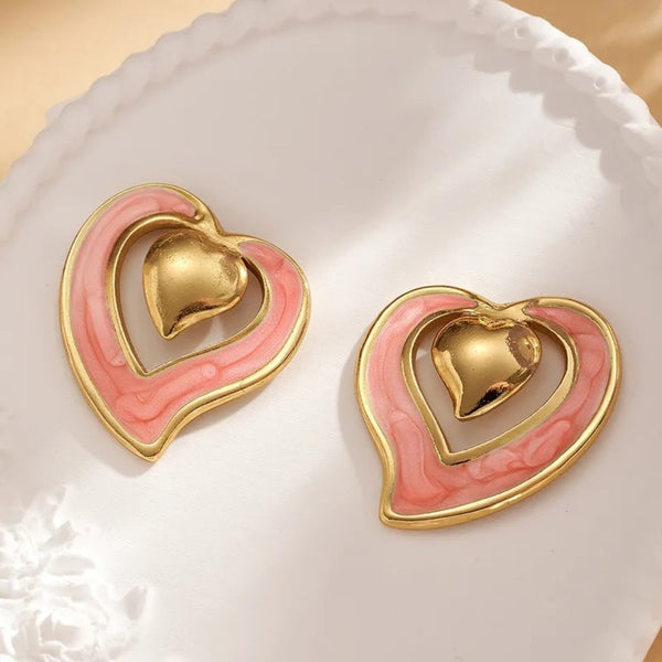 Veloura Twin Heart Stud Earrings