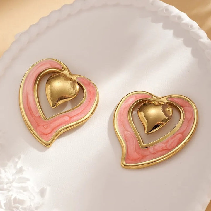 Veloura Twin Heart Stud Earrings