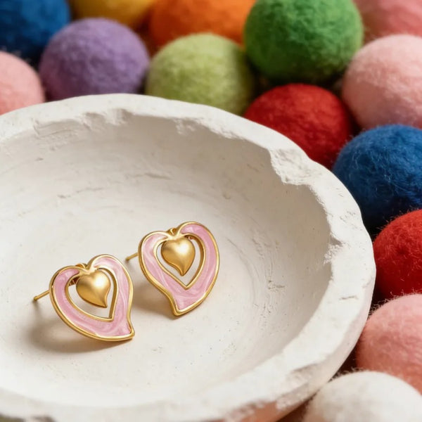 Veloura Twin Heart Stud Earrings