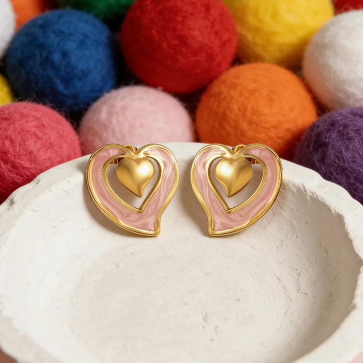 Veloura Twin Heart Stud Earrings
