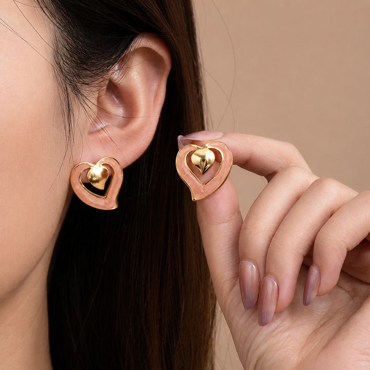 Veloura Twin Heart Stud Earrings