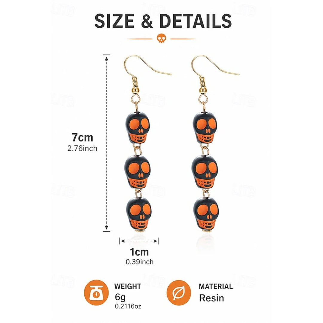 Pumpkin Skull Earrings