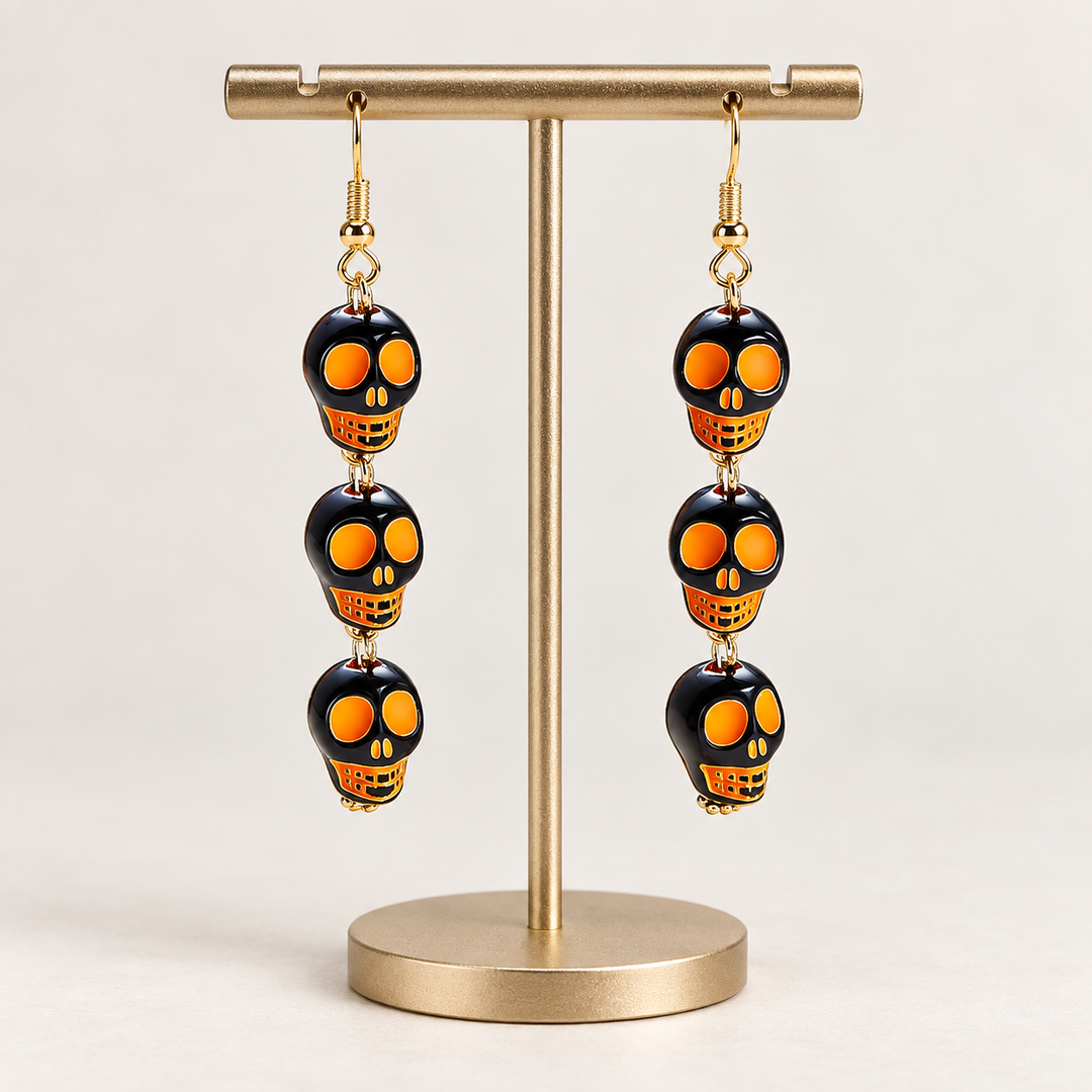 Pumpkin Skull Earrings