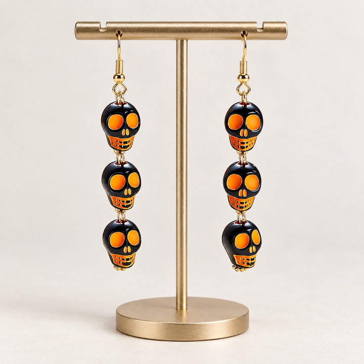 Pumpkin Skull Earrings