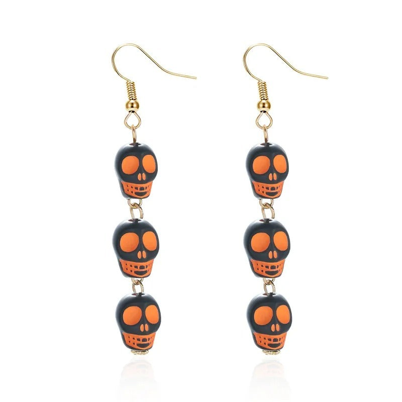 Pumpkin Skull Earrings