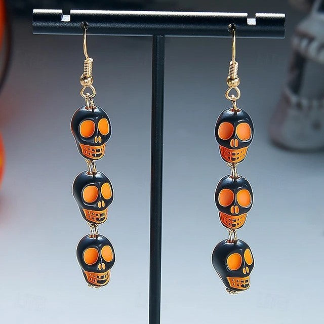 Pumpkin Skull Earrings