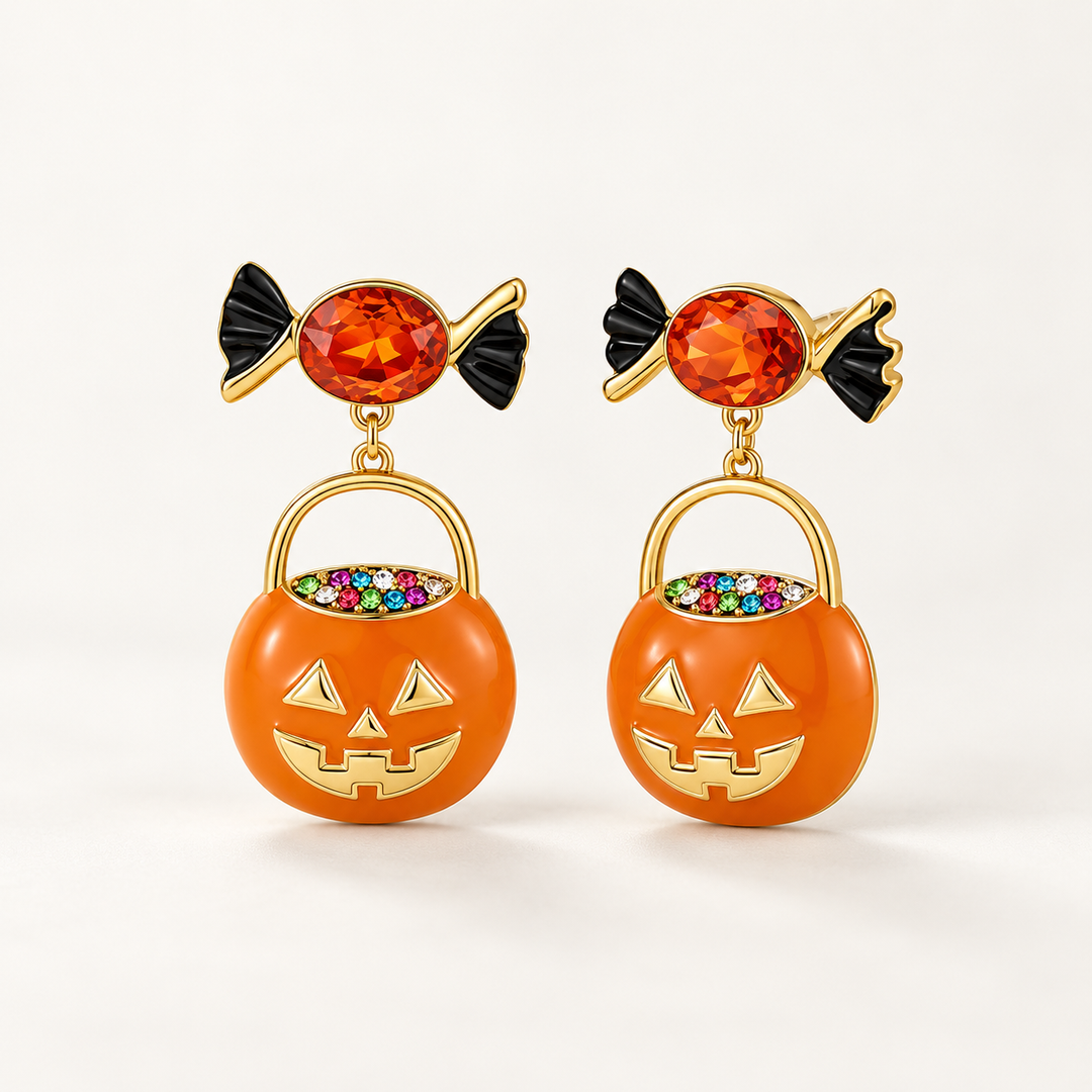 Candy Jack lantern face Pumpkin Earrings