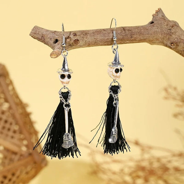 Midnight Witch Skull Earrings