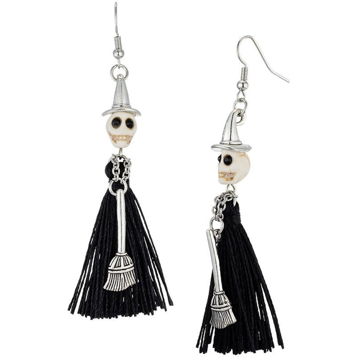Midnight Witch Skull Earrings