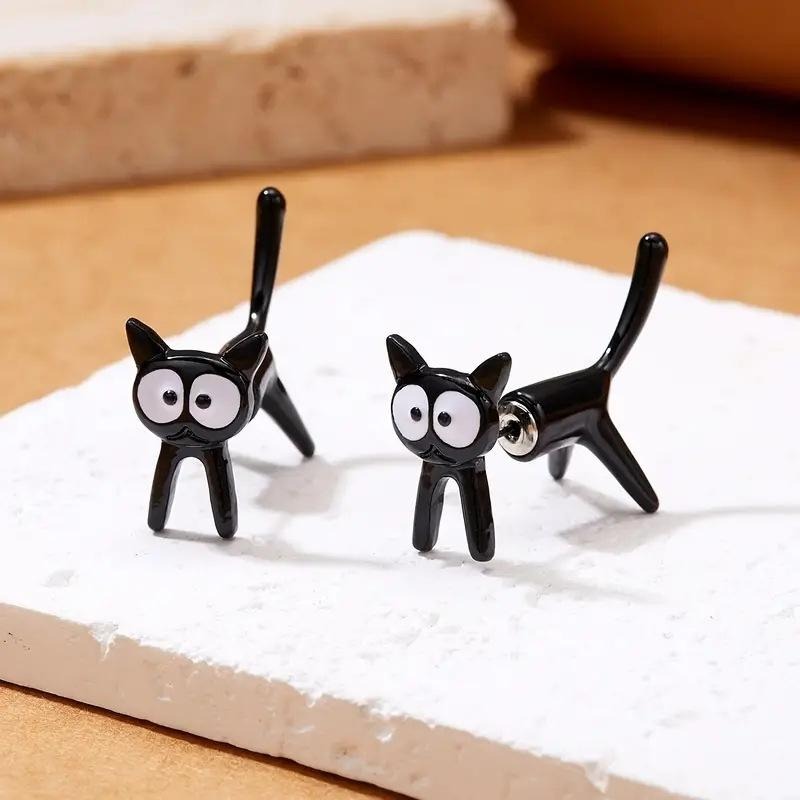 Peekaboo Cute Black Cat Earrings