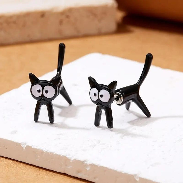 Peekaboo Cute Black Cat Earrings