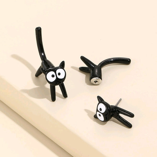 Peekaboo Cute Black Cat Earrings