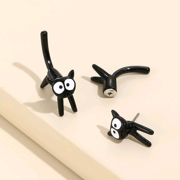 Peekaboo Cute Black Cat Earrings