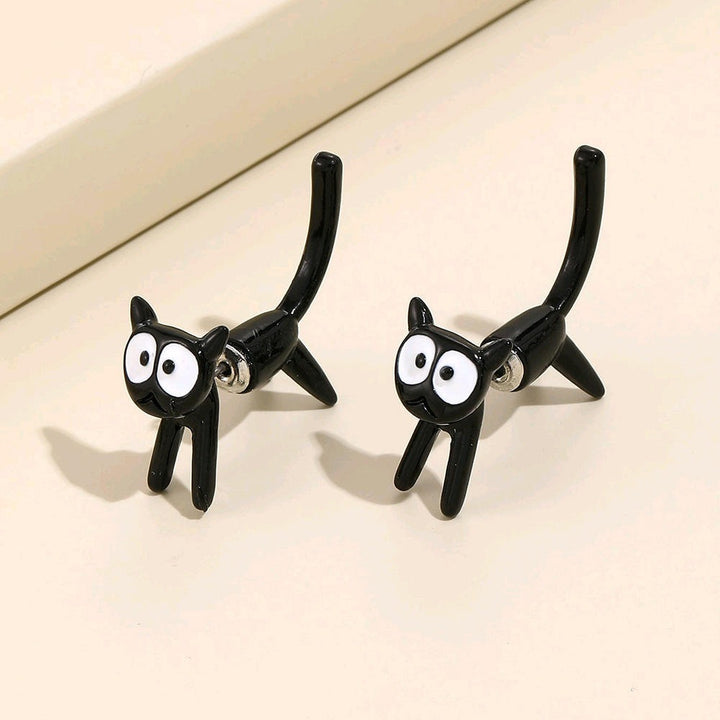 Peekaboo Cute Black Cat Earrings
