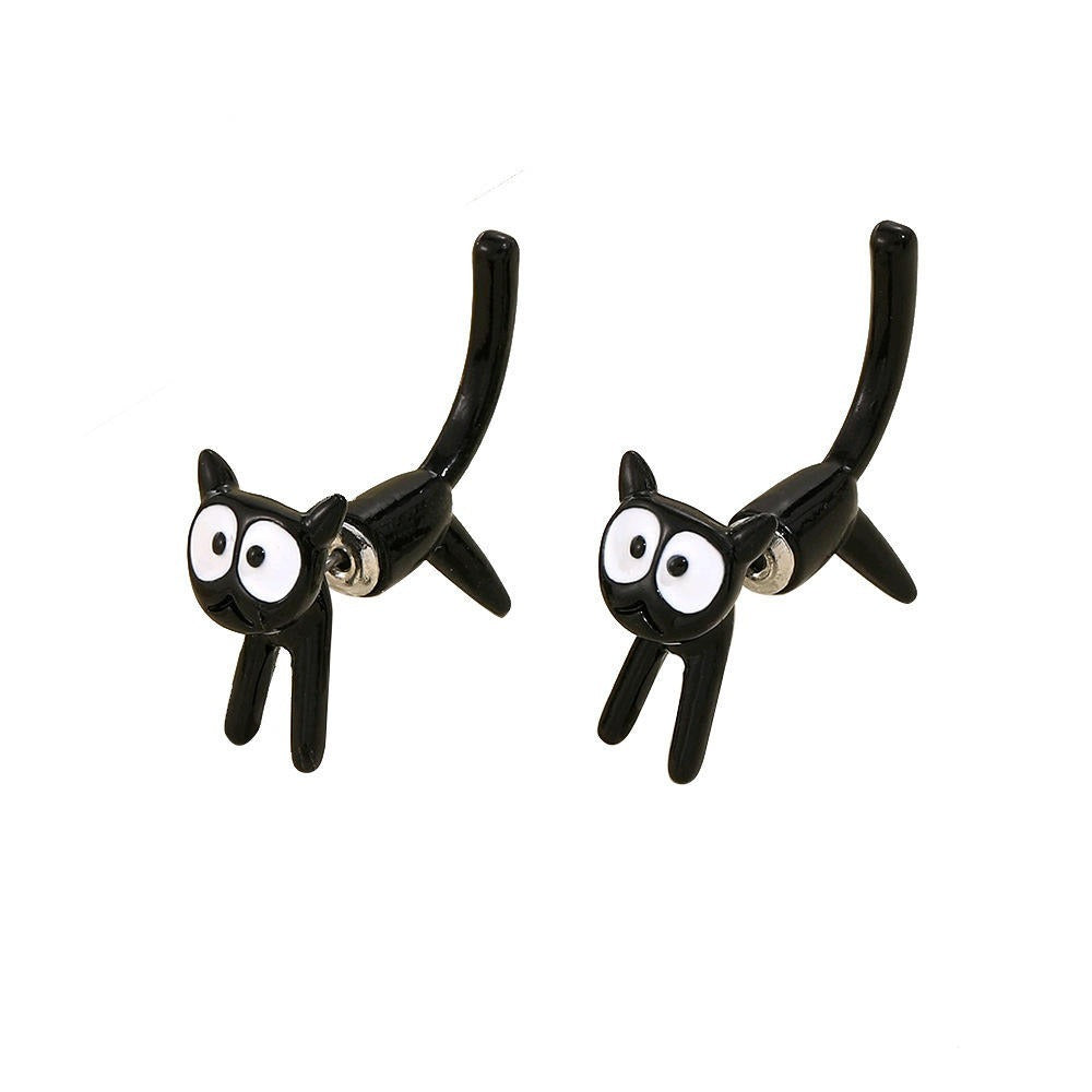 Peekaboo Cute Black Cat Earrings
