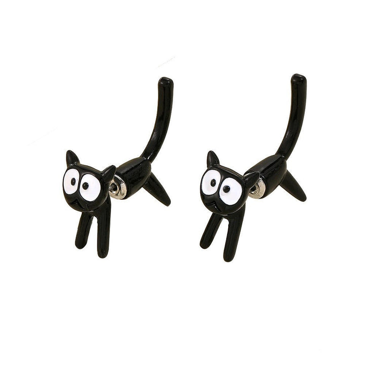 Peekaboo Cute Black Cat Earrings