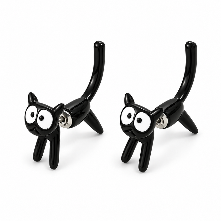 Peekaboo Cute Black Cat Earrings