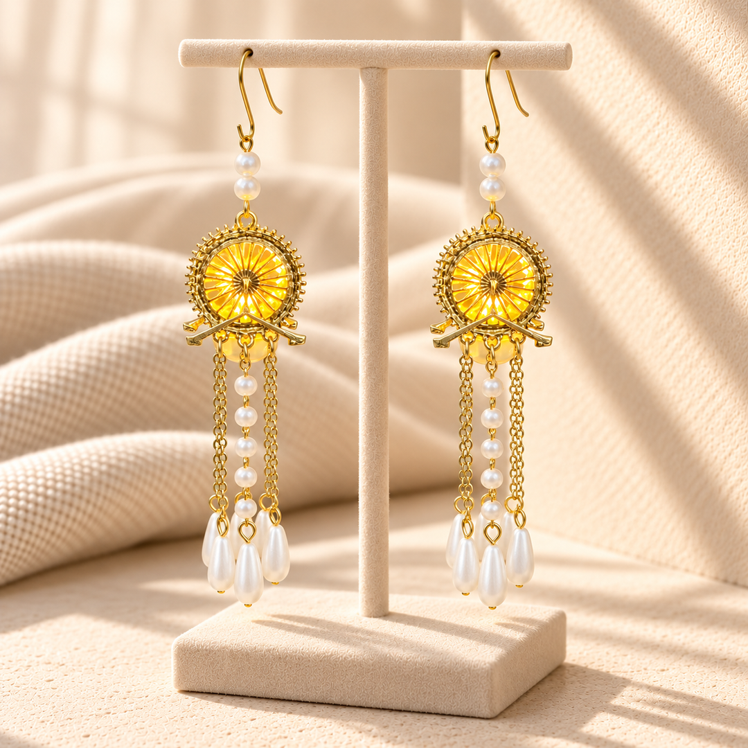 Diwali Sunburst Lantern Tassel Drop Earrings - Preorder · Ships 16th
