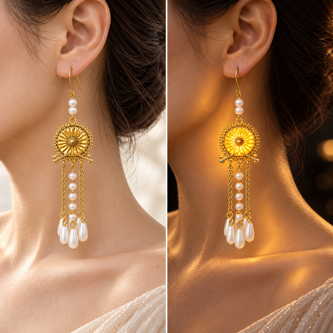 Diwali Sunburst Lantern Tassel Drop Earrings - Preorder · Ships 16th