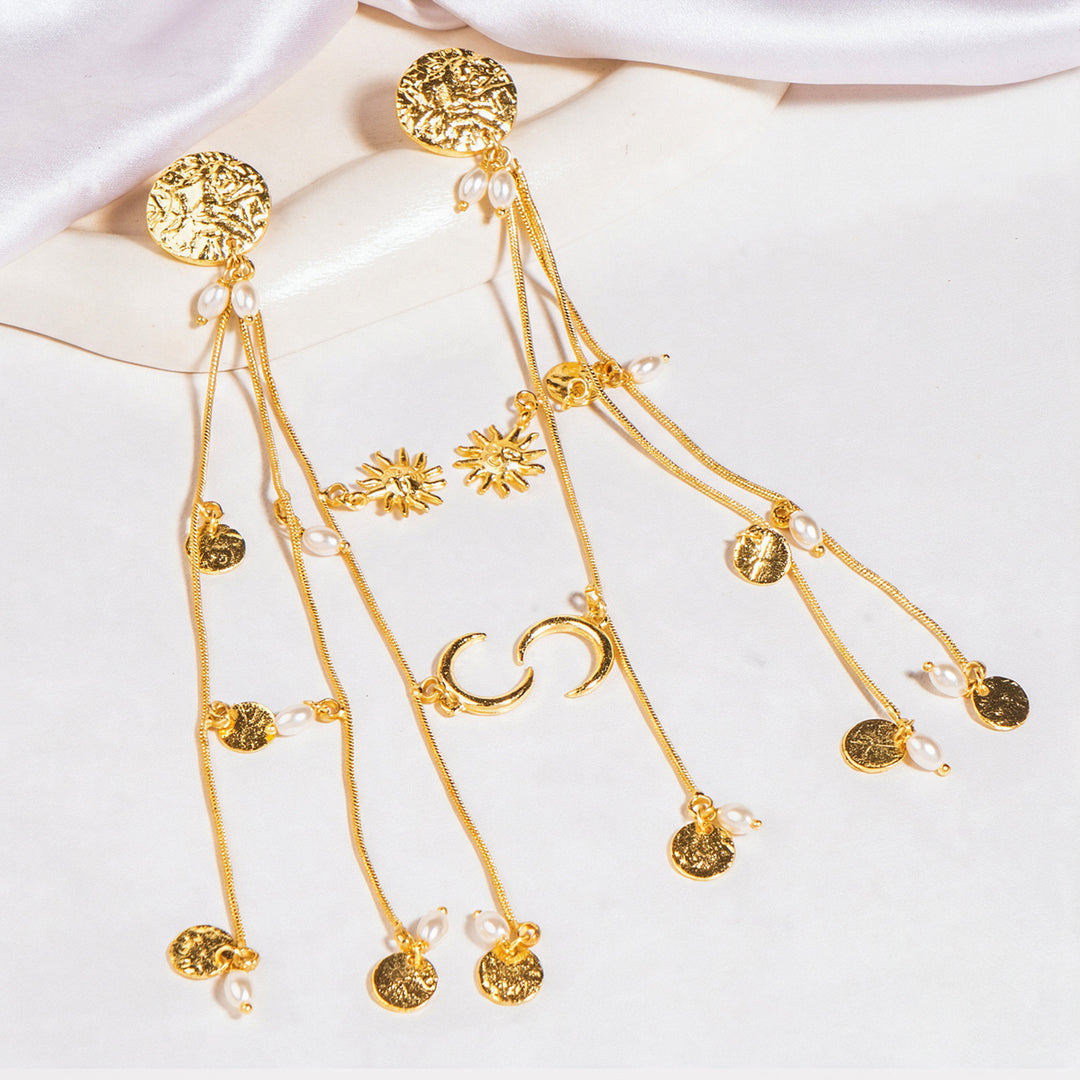 Solstice Pearl Layered Dangle Earrings