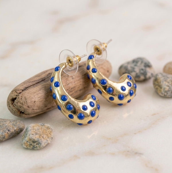 Crescent Confetti Hoop Earrings - Blue