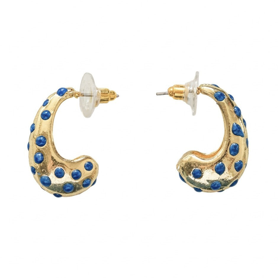 Crescent Confetti Hoop Earrings - Blue