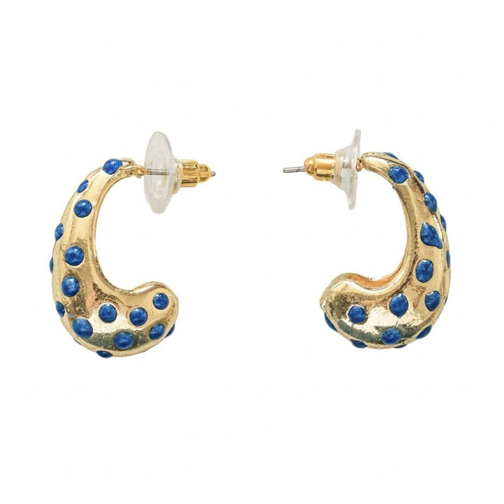 Crescent Confetti Hoop Earrings - Blue