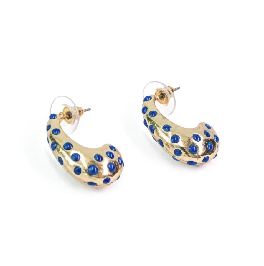 Crescent Confetti Hoop Earrings - Blue
