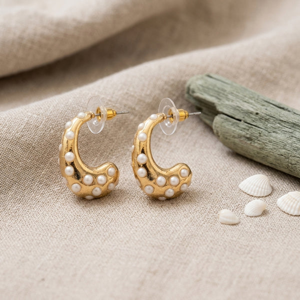 Crescent Confetti Hoop Earrings