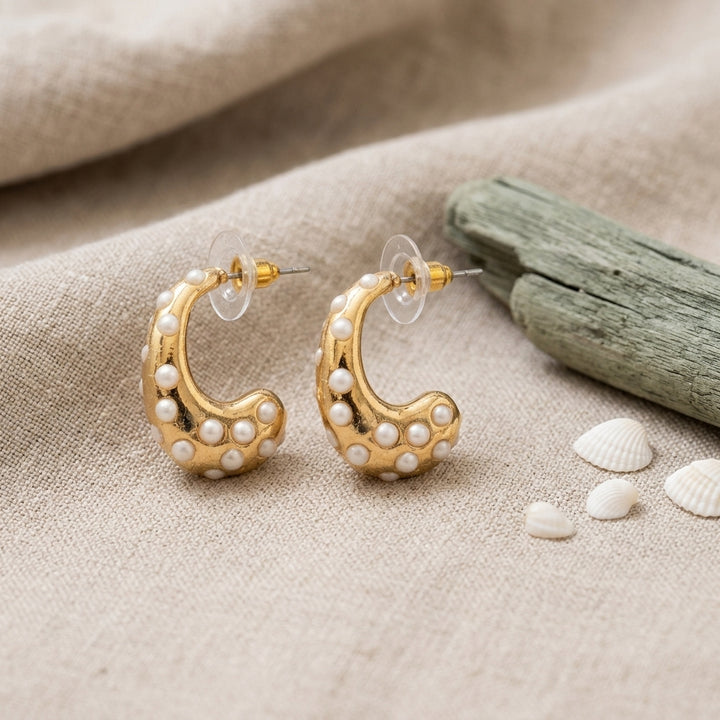 Crescent Confetti Hoop Earrings