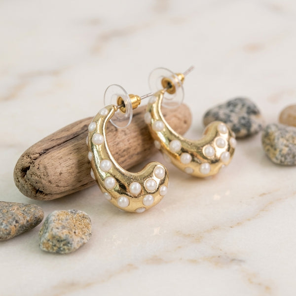 Crescent Confetti Hoop Earrings