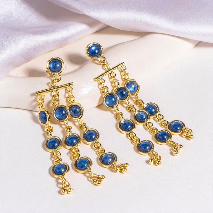 Medallion Muse Blue Chandelier Earrings