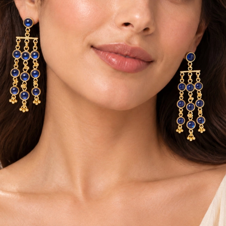 Medallion Muse Blue Chandelier Earrings