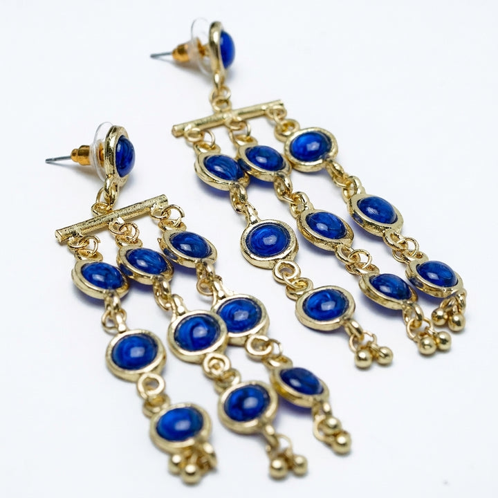Medallion Muse Blue Chandelier Earrings