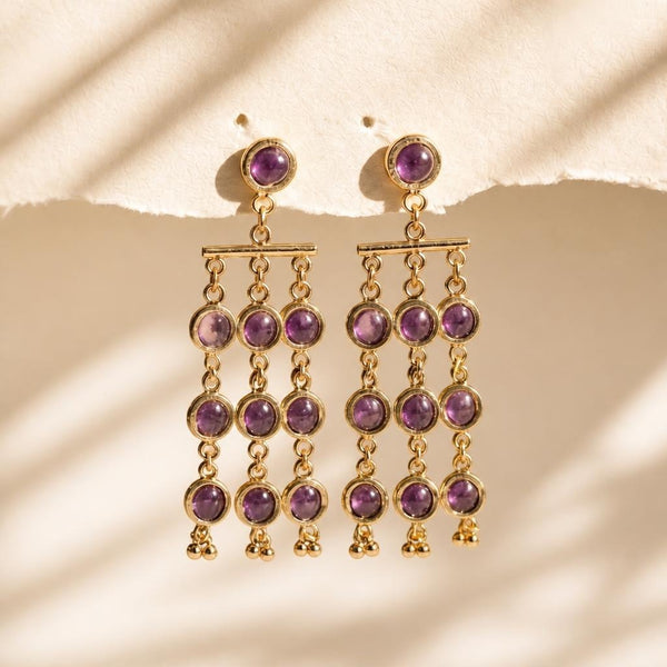 Medallion Muse Purple Chandelier Earrings