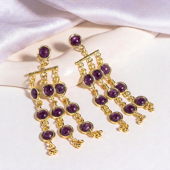 Medallion Muse Purple Chandelier Earrings
