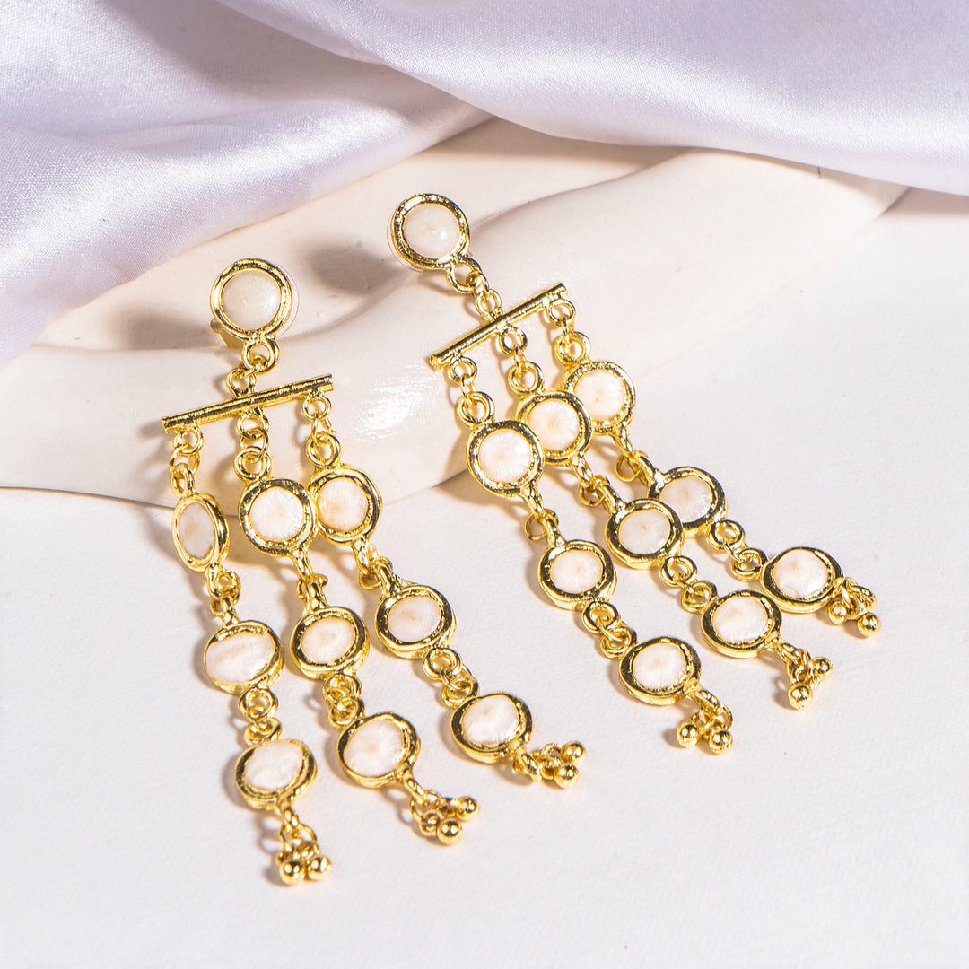 Medallion Muse White Chandelier Earrings