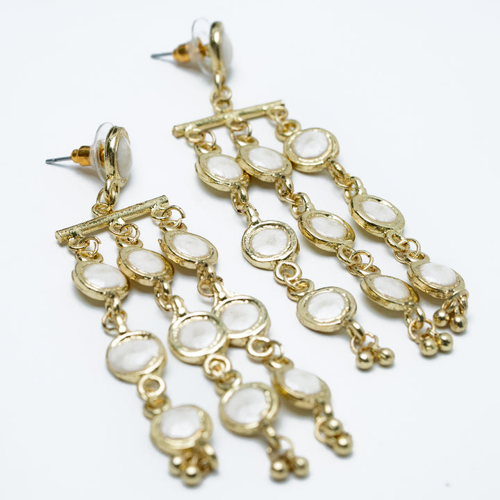 Medallion Muse White Chandelier Earrings