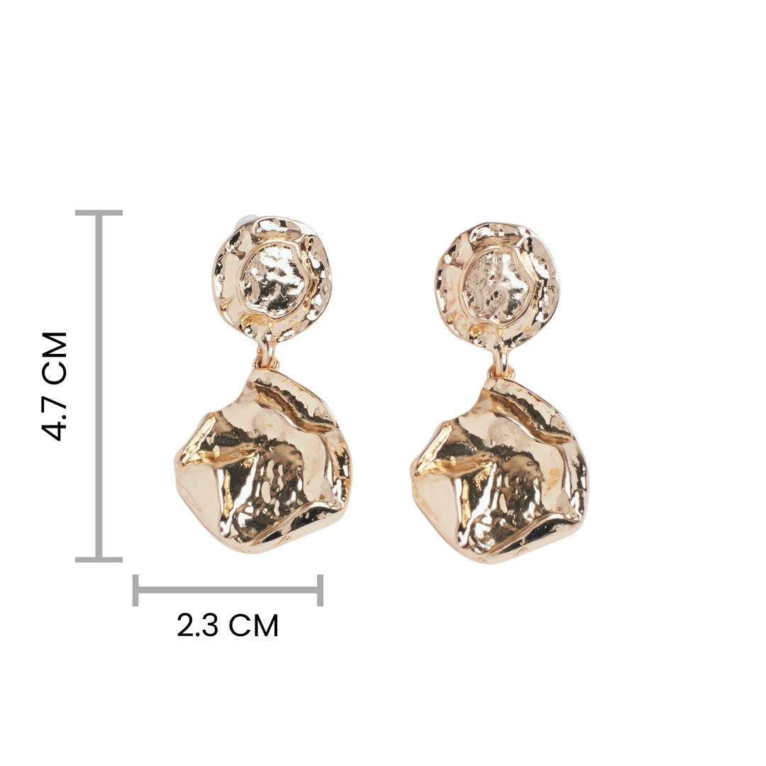 Round Sculpted Gold Earring