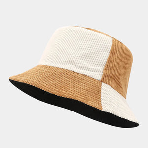 Earthtone Patchwork Corduroy Bucket Hat - Brown - White | Salty
