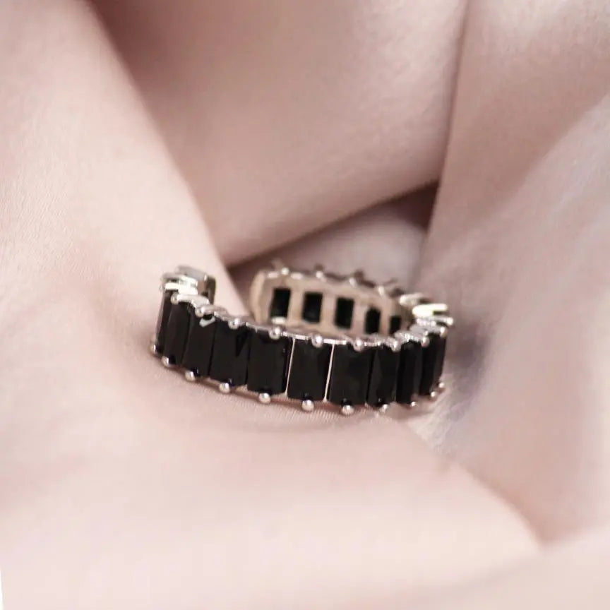 Black Cubic Tennis Ring - Silver - Salty Accessories