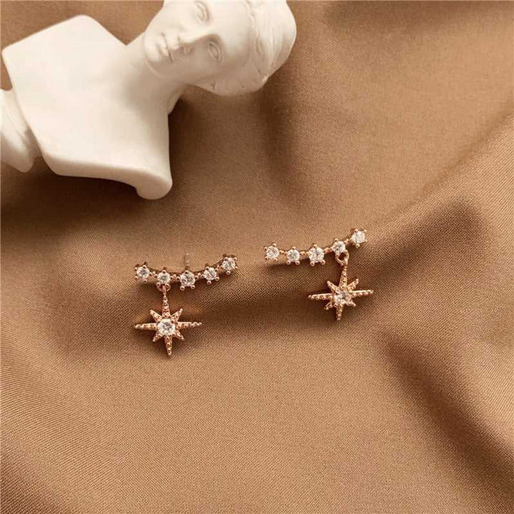 Eight-Star Lucky Astrology Zircon Studded Stud Earrings - Salty Accessories