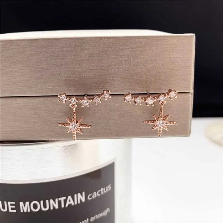 Eight-Star Lucky Astrology Zircon Studded Stud Earrings - Salty Accessories
