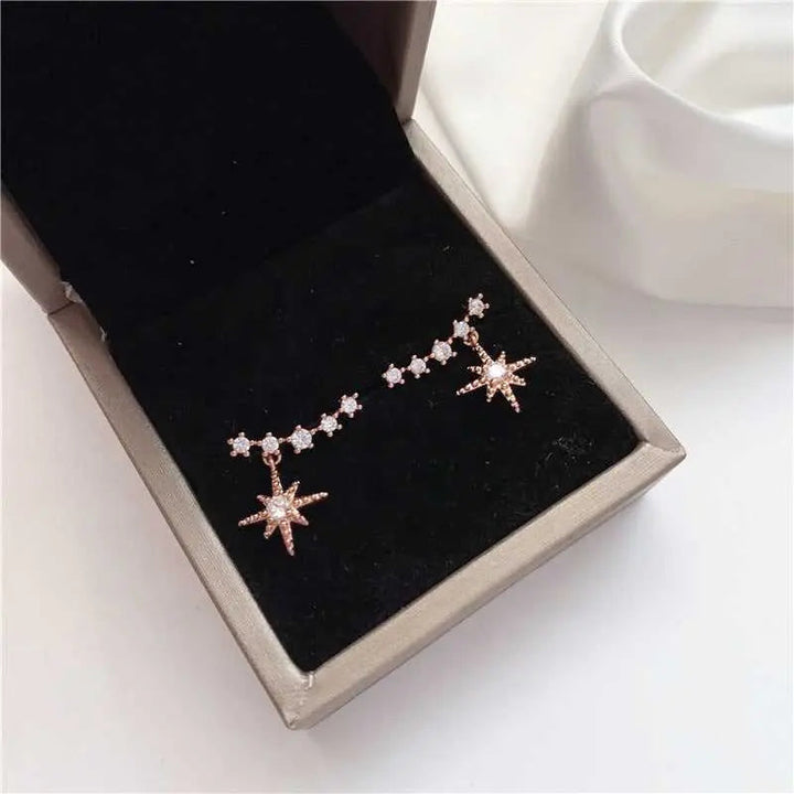 Eight-Star Lucky Astrology Zircon Studded Stud Earrings - Salty Accessories