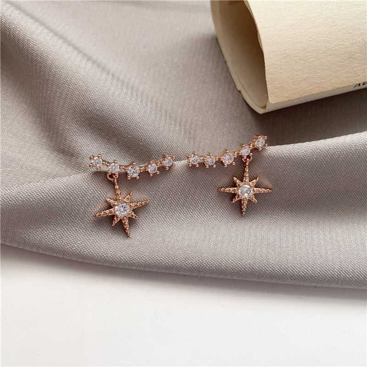 Eight-Star Lucky Astrology Zircon Studded Stud Earrings - Salty Accessories